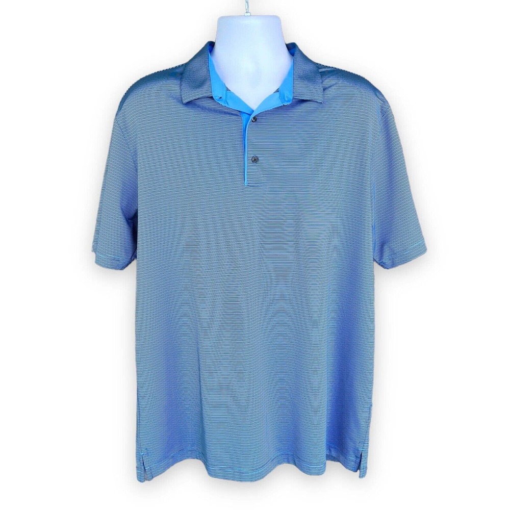 Greg Norman Men's ML75 Performance Polo Shirt Blue XL Shark logo
